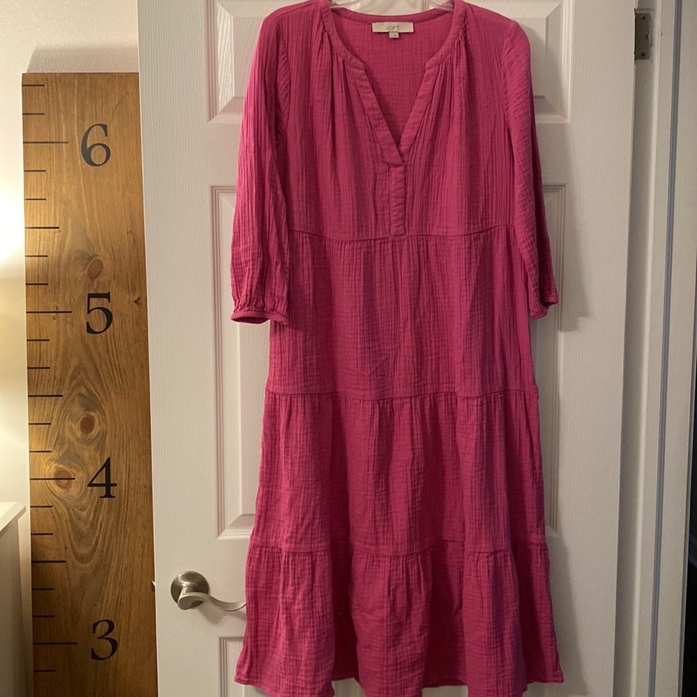 LOFT Gauze Tiered Dress
